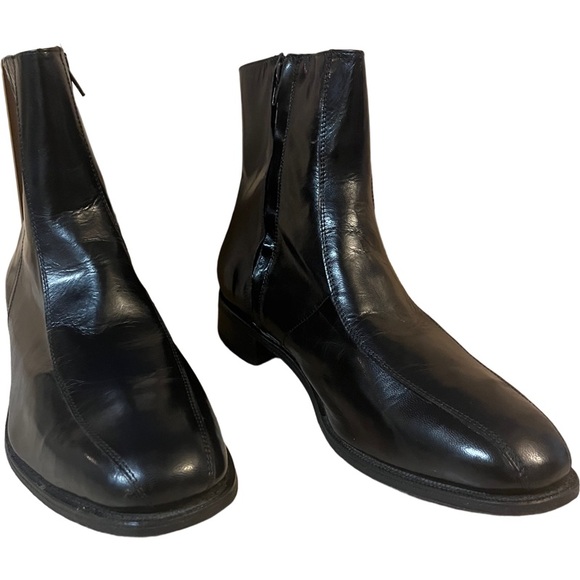 Dress Boots Florsheim Black Boots FLORSHEIM DUKE Bike Toe Zipper